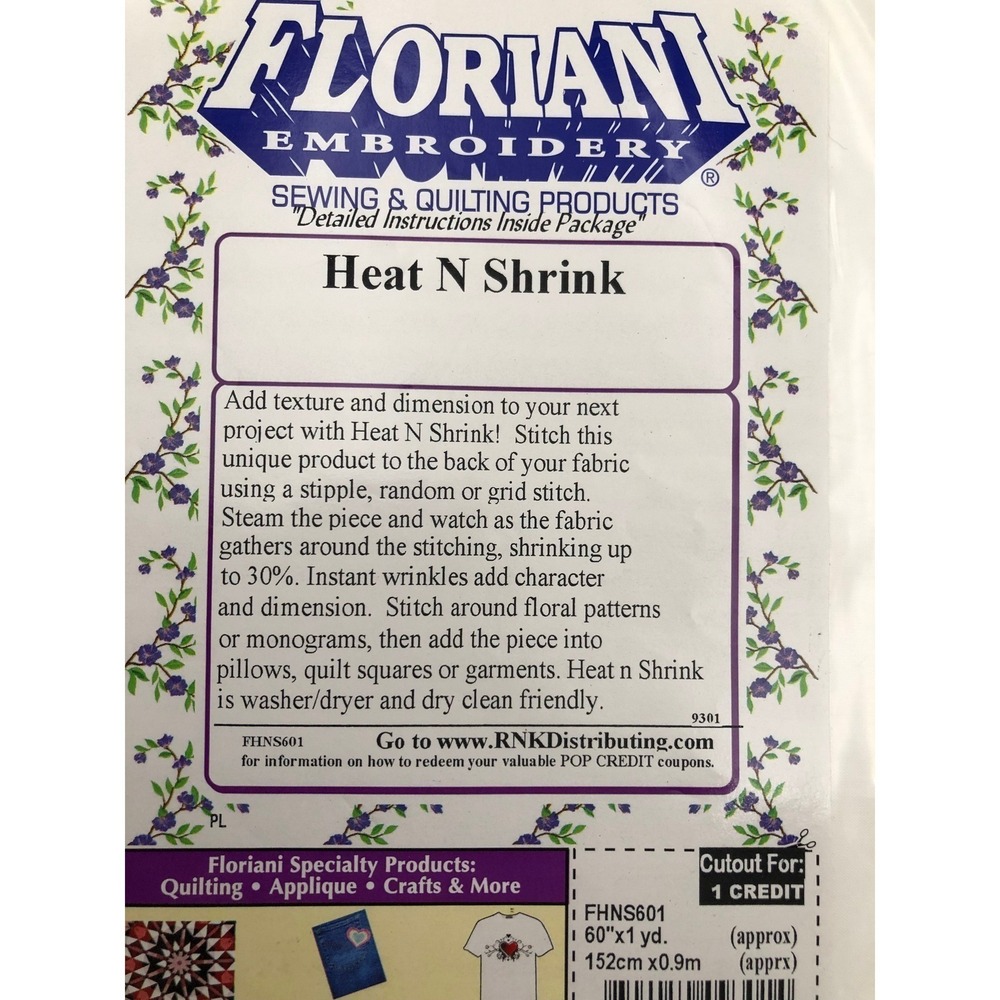 VTG Floriani Heat N Shrink Stabilizer 60" x 1 Yd Deadstock Style 9301